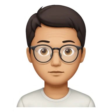 asian guy with glasses neutral expression sticker