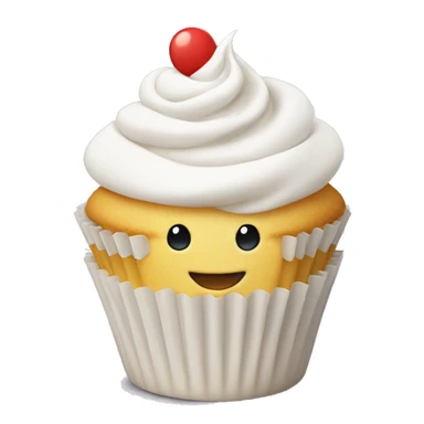 White cupcake with a happy face sticker