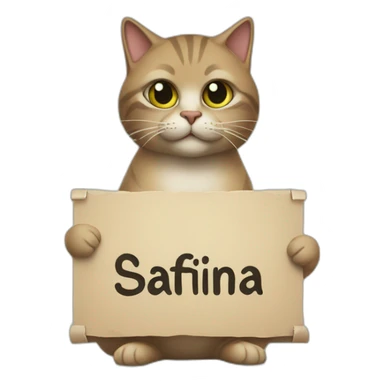 cat holding a sign with the inscription “Safina” sticker