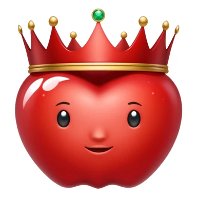 A red crown in the style of apple emojis, with a gem in the middle sticker