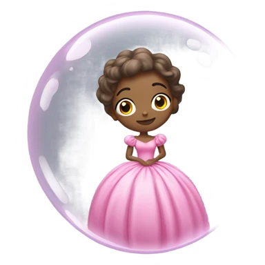 A good wearing a pink ball gown in a floating bubble sticker