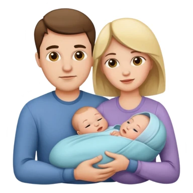 dad mom and newborn sticker