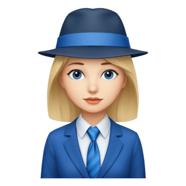 Blue neck tie with hat women sticker