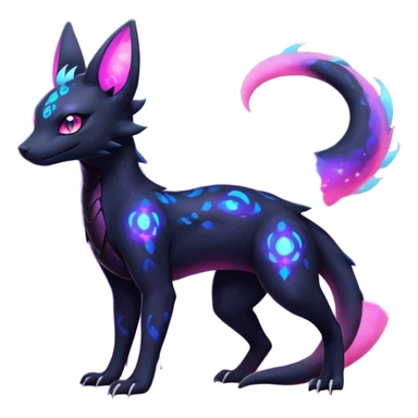 Vibrant colorful Nebulae Salandit-Umbreon-Fakémon-hybrid-creature (full body)  sticker