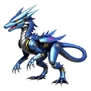 Edgy Futuristic Mechanical Sergal-raptor-nargacuga-vernid, full body sticker