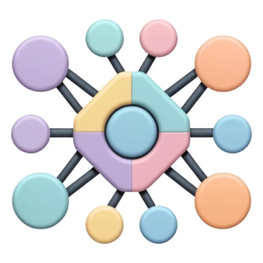 Can you create a picture for an AI LLM model router showing it as a hub connecting different LLMs? Make it pastel colored and abstract
 sticker