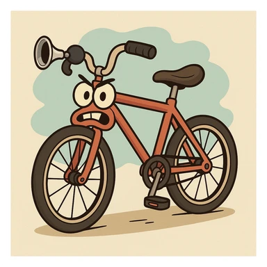 a cartoonish cycle with a visible horn attached sticker