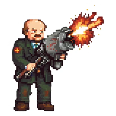 Lenin firing a minigun sticker