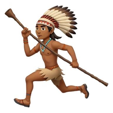 american Indian running with hunting stick sticker
