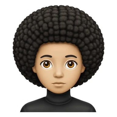  Afro not smiling and black skin color emoji sticker