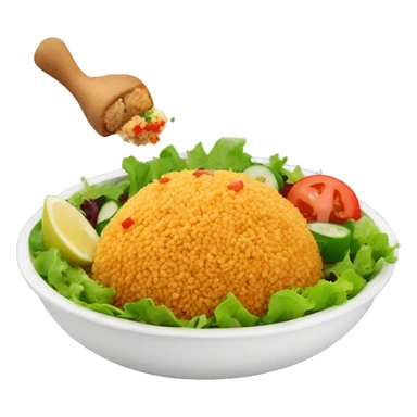 Bulgur in dash with chicken and salad sticker