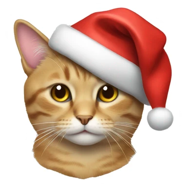 cat with christmas hat sticker