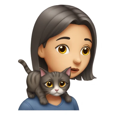 girl sniffing cat sticker