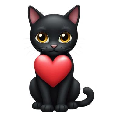 black cat with a heart in its paws sticker