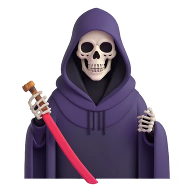 hooded grim reaper with skeletal face sticker