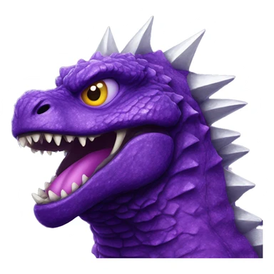 purple godzilla head with sparkle eyes sticker