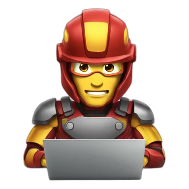 homem de ferro digitando no notebook sticker