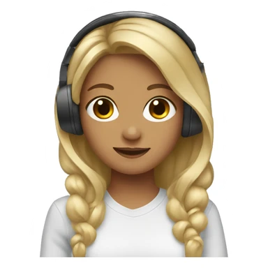 Girl with blonde and brown hair with headphones sticker