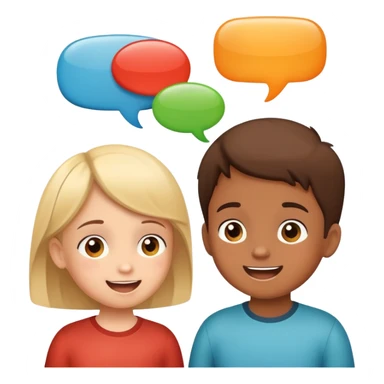 two children talking to each other, cheerful and friendly, with speech bubbles sticker