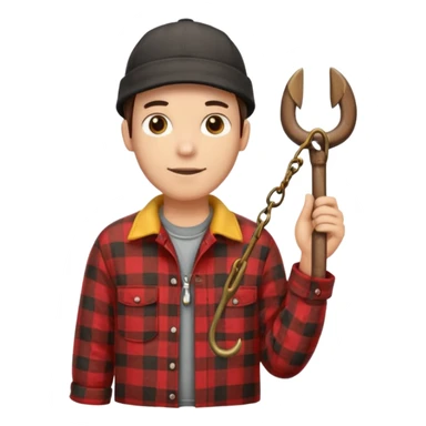 vit Ung man med svart keps röd gul rutig flanellskjorta hållandes en brun båtshake med hängande jättestor torsk sticker