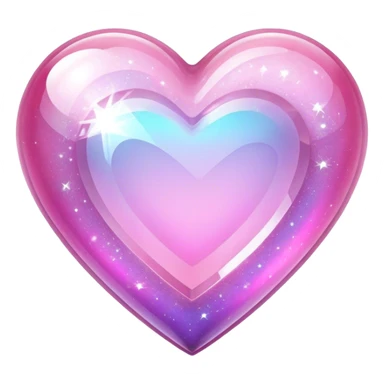 Sparkly glossy pink iridescent glass crystal sparkly  glass heart sticker