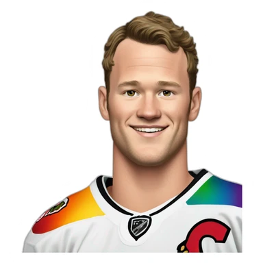 Jonathan Toews as rainbow beach bum sticker