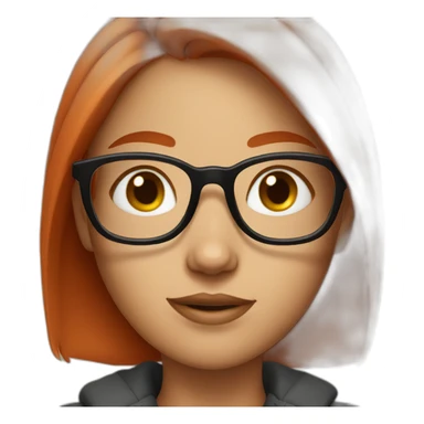 girl with glasses and red tip hair sticker