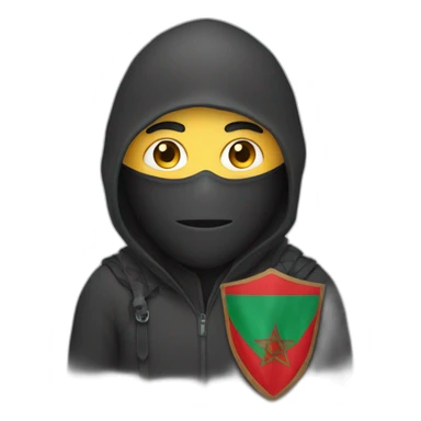 A thief wearing a Moroccan flag mask sticker
