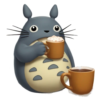 Autumn Totoro drinking hot chocolate sticker