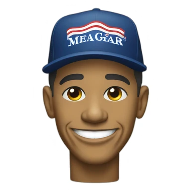 Barack Obama with a "make america great again" cap. sticker