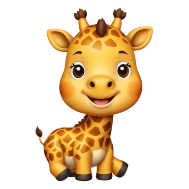 Cartoon short, fat dwarf cute giraffe with a big smile sticker
