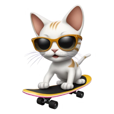 Cat with sunglasses riding an skateboard  sticker