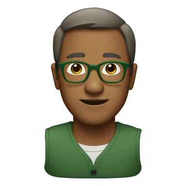 a 29 yer old brown guy with short hair and green glasses sticker