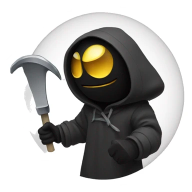 black figure with a hood and a scythe eyes spiral sticker