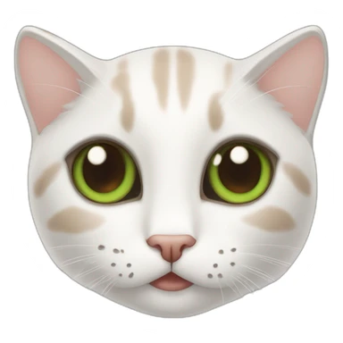 Chat 99% blanc, poil long, yeux verts, oreilles marron sticker