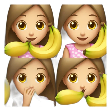 Girl eating 3 banana sticker