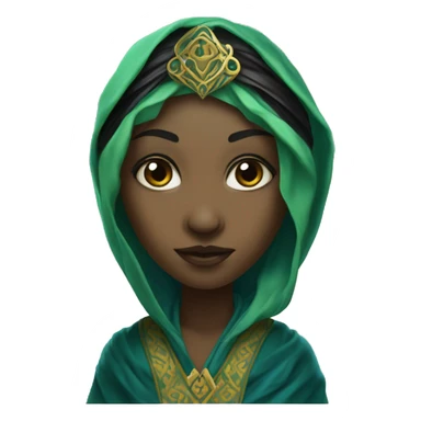 "Luminara Unduli is a green-skinned Mirialan with black facial tattoos, blue eyes, a black-and-gold headdress, and a flowing patterned robe." sticker