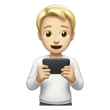 White Kid looking at a phone sticker