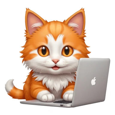 happy kitten using a laptop sticker