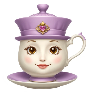 Madeleine Hatter inspired teacup with face sticker
