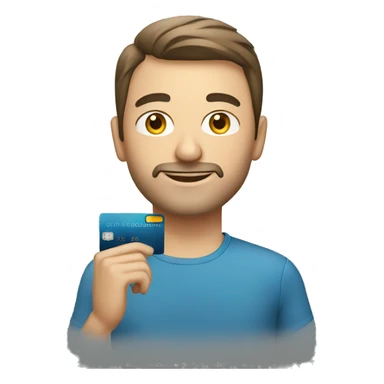 caucassian man with credit card sticker