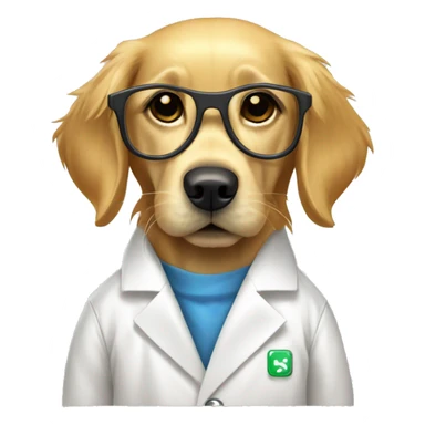 Golden Retriever wearing a lab coat and googles sticker