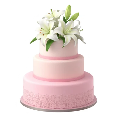 Pastel pink shaped wedding cake with and white lilies on top sticker