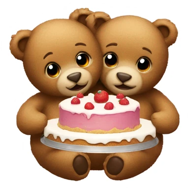 two teddy bears hugging with cake  sticker