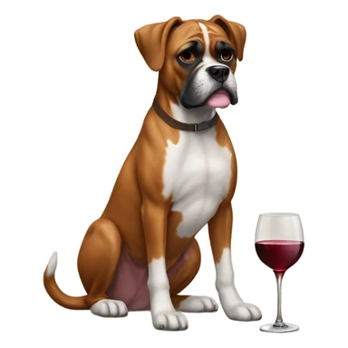 boxer dog with wine  sticker