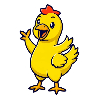 long neck yellow chicken shouting sticker