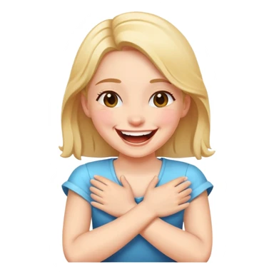 girl with hands crossed laughing sticker