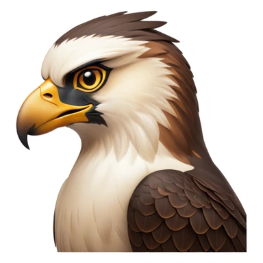 Cinematic Noble Falcon Portrait Emoji, Poised and majestic, with a streamlined, muscular build, a sharply hooked beak, and intense, piercing eyes that exude focus and speed, Simplified yet sharp and sophisticated features, highly detailed, glowing with a soft, amber radiance, high shine, intelligent and commanding, stylized with an air of aerial authority, focused and swift, soft glowing outline, capturing the essence of a watchful and confident falcon that appears ready to soar out of the screen with effortless power! sticker