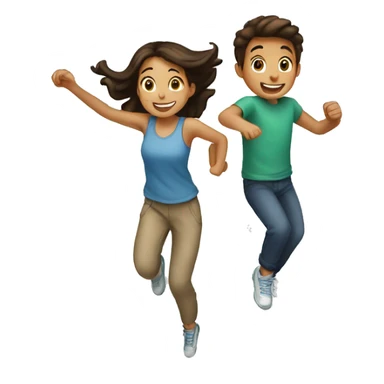 Girl and a boy jumping together  sticker