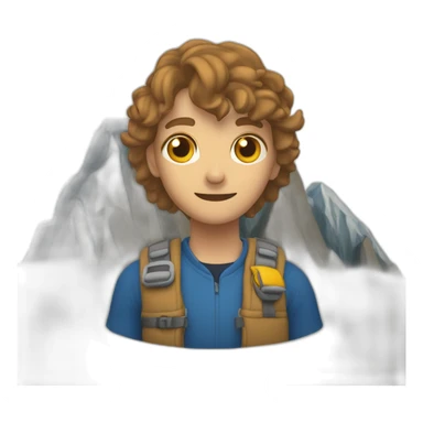 une main tenant un clip d'escalade devant une montagne sticker